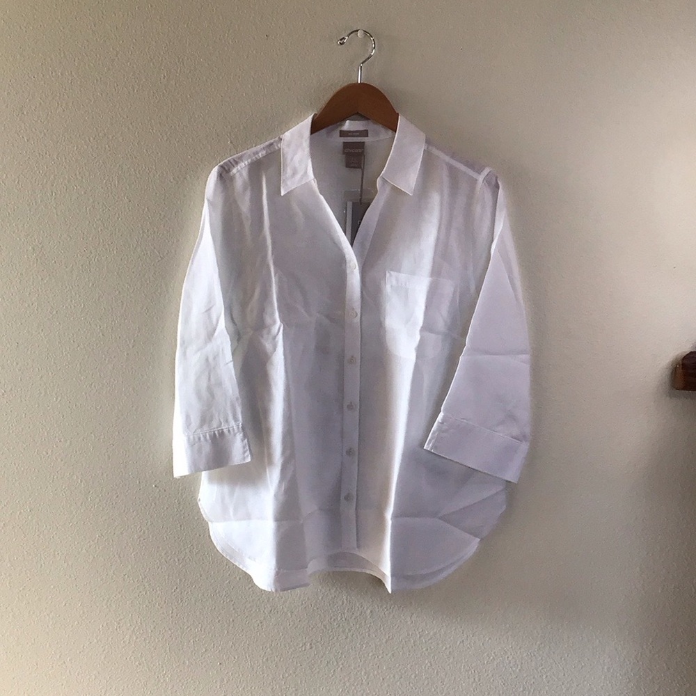 Chico’s 100% Linen No Iron Button Down Shirt size 2.5